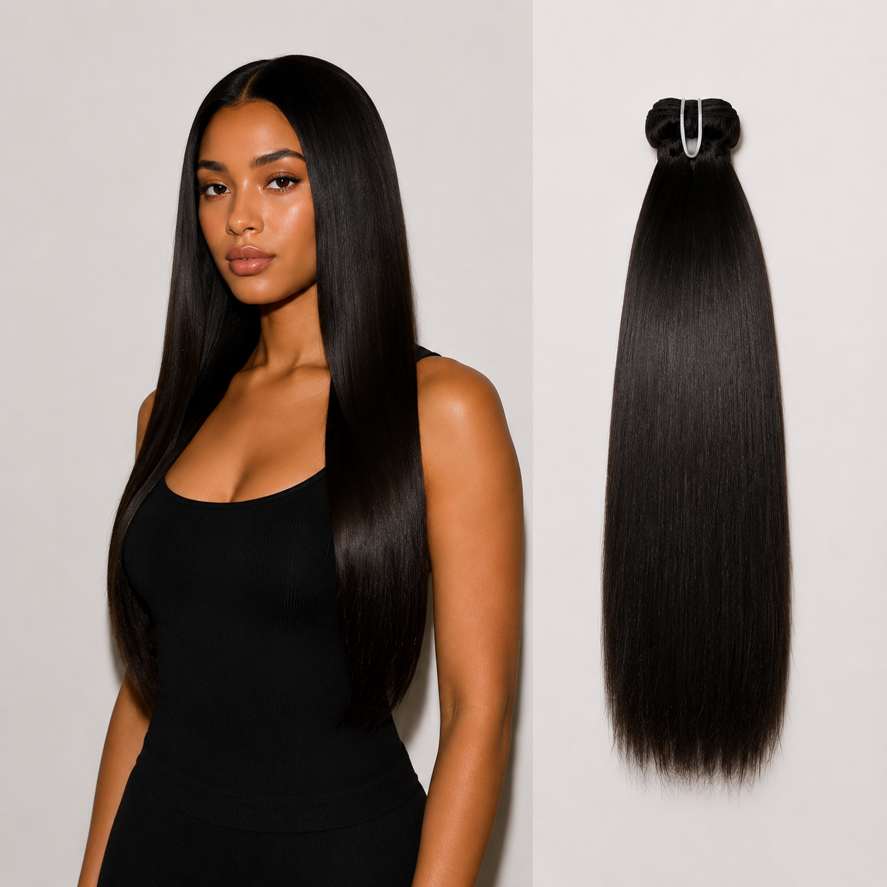 AI-generated size chart for Raw Vietnamese Straight bundles, Candal Beauty