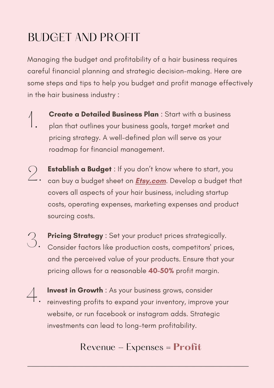Budget and profit: 40 to 50% margins