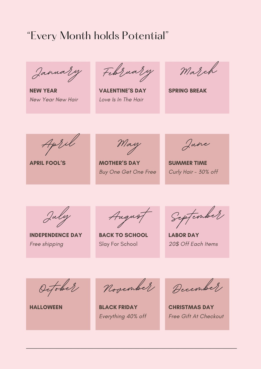 A 12-month promo calendar